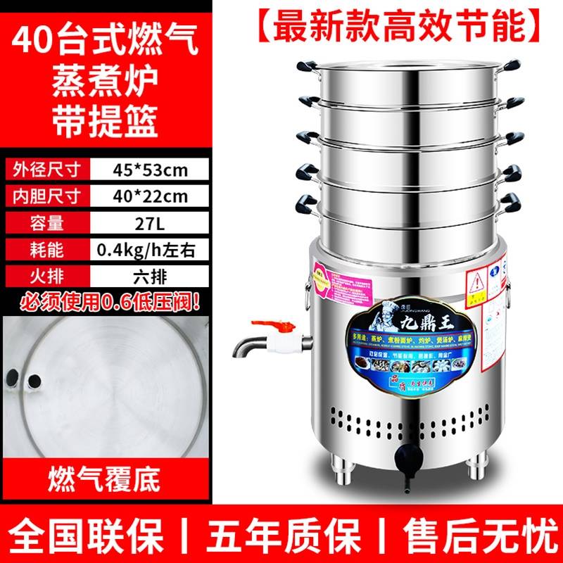 40台式燃气 蒸煮炉 带提篮